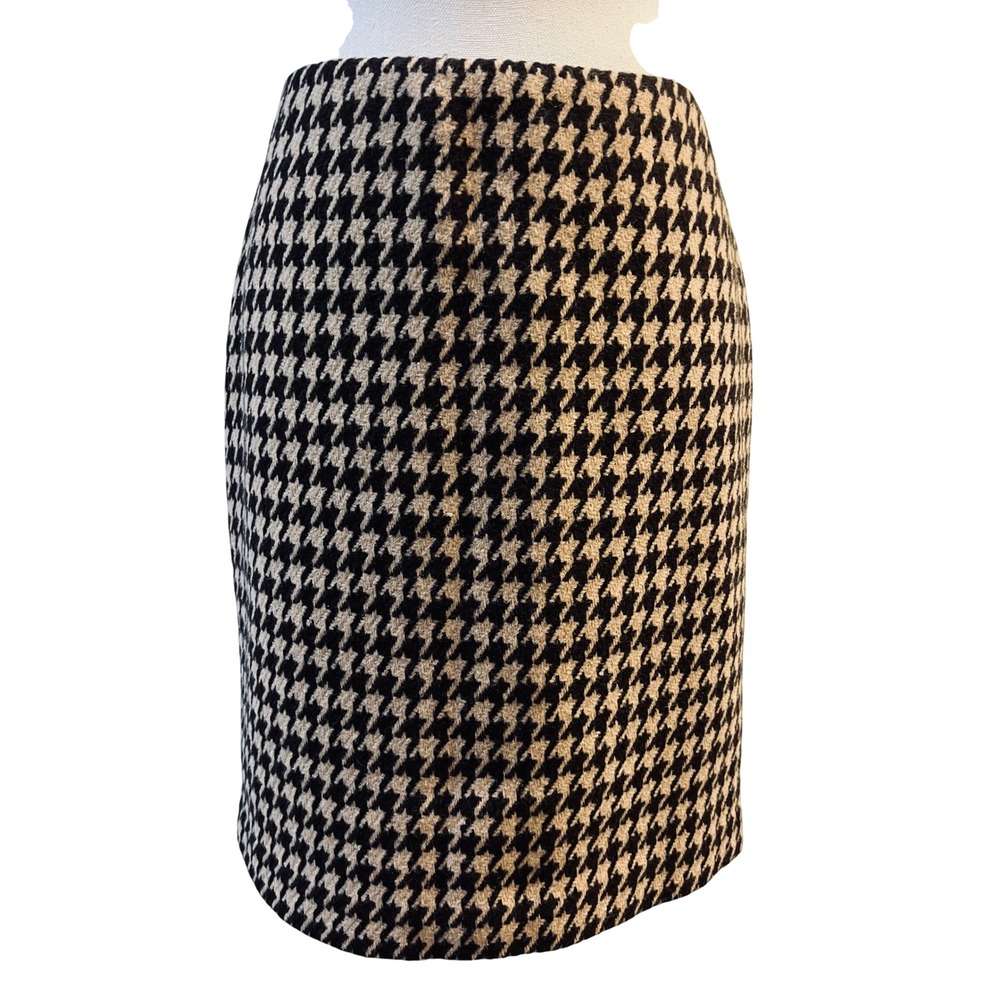 Talbots Houndstooth Skirt 8 Wool Blend Academia Tweed Heritage Preppy Career